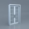 Modern White Double Door With Glass Panes And Metal Handles In Sleek Design