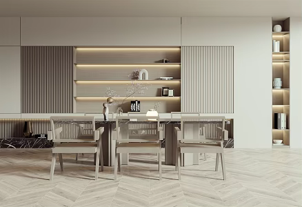 Quiet Dining Table and Chair Combination Home 3d model
