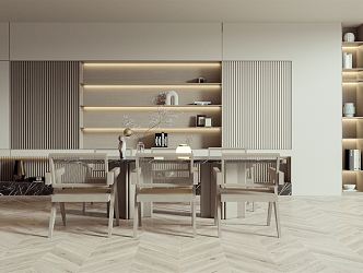 Quiet Dining Table and Chair Combination Home 3d model