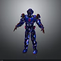 Blue And Red Sci Fi Robot Character With Mechanical Armor Design Details 3d model