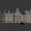 Detailed 3D Model of Historic European Architecture with Spires and Domes