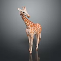 Standing Giraffe Model With Brown White Spots Long Neck And Reflective Surface 3d model