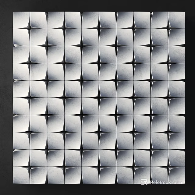 Modern Wall Decoration With Geometric Pattern In Black And White Tiles 3d model
