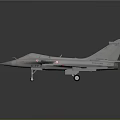 Gray Jet Fighter Model with Transparent Cockpit Red Wing Emblems Landing Gear Down Dark Background