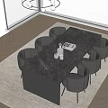 Modern Dining Table and Chair Combination 3d model