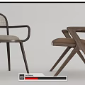 Modern Wooden Dining Chairs With Woven Backrest Armrests And Cross Straight Legs