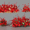 Elegant Red Floral Display With Artistic Arrangement And Green Leaf Accents