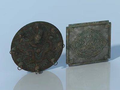 Decorative Bronze Pet Cabinet With Dragon Patterns And Circular Square Design 3d model