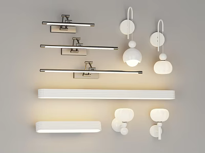 Modern Indoor Lighting Fixture Combinations With Bar Round Pendant And Wall Mounted Lights 3d model