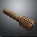 Antique Brown Cannon Weapon With Diamond Patterned Surface And Rustic Design