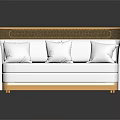 Elegant White Multi Seater Sofa With Gold Frame And Woven Details Modern Design