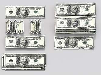 US Dollar Euro US Knife Banknotes 3d model