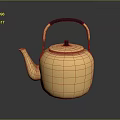 Shiny Golden Teapot With Metallic Finish And Black Handle For Household Use