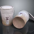 Two Metal Buckets With Labels And Open Lid For Household Storage