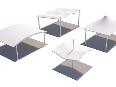 White Canopies For Outdoor Use With Modern Steel Frames And Various Shapes 3d model