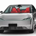 Silver Electric Sedan With Red Seats And Modern Sleek Autonomous Design