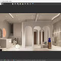 Minimalist Modern Clothing Store Interior Design With Arched Doorways Open Layout And Clothing Racks