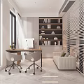 Modern Public Office Area Interior With Work Desks Office Chairs And Storage Cabinets
