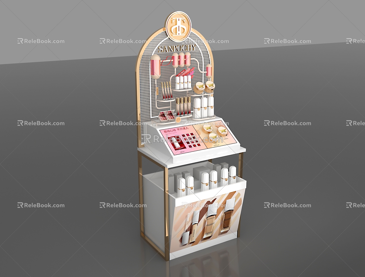 Beauty Makeup End Rack Color Makeup Rack Color Makeup Display Rack Light Luxury Display Rack Floor Rack Beauty Makeup Props Beauty Makeup Counter Cosmetic Cabinet 3d model