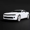 White Chevrolet Camaro Two Door Sports Car With Sleek Design On Black Background
