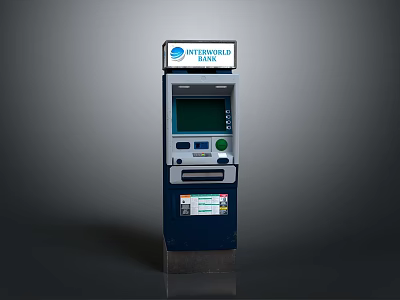 Intercontinental Bank Self Service ATM Machine Featuring Digital Screen Control Panel And Card Slot 3d model