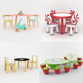 Children's Table and Chair Children's Table and Chair Combination 3d model