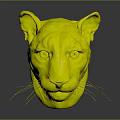 Cougar Head Model With Brown Fur Yellow Eyes And White Whiskers On Dark Background