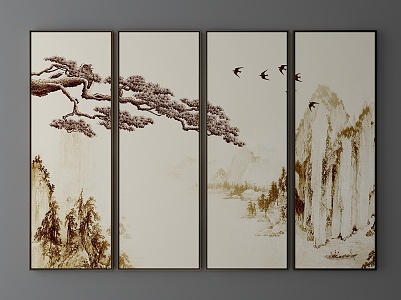 New Chinese Landscape Painting Decorative Painting 3d model