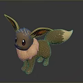 Animated 3D Character Model Of Brown Eevee With Big Ears Fluffy Tail And Friendly Expression