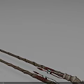 Two Elegant Decorative Wands With Intricate Carved Handles And Metal Accents