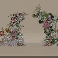 Creative Floral Display Installations With Colorful Fresh Flowers Green Leaves And Elegant Decor