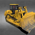 Yellow Tracked Bulldozer With Front Blade And Cab For Construction Work