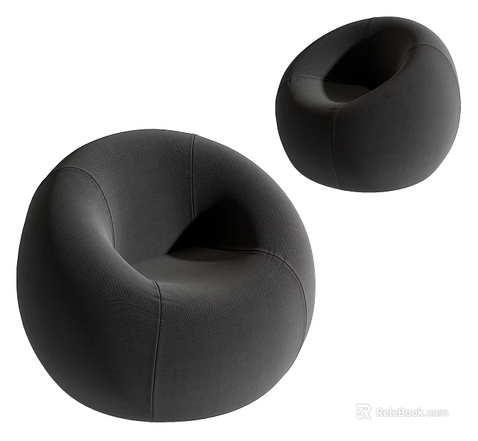 Modern Black Bean Bag Chair With Soft Comfortable Fabric For Living Room Use 3d model 