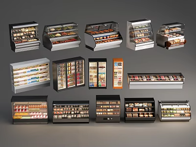 Commercial Display Refrigerators And Freezers With Various Modern Styles For Food Storage 3d model