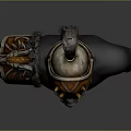 Ancient Warrior Helmet And Shoulder Armor With Orange Accents And Lion Head Decor