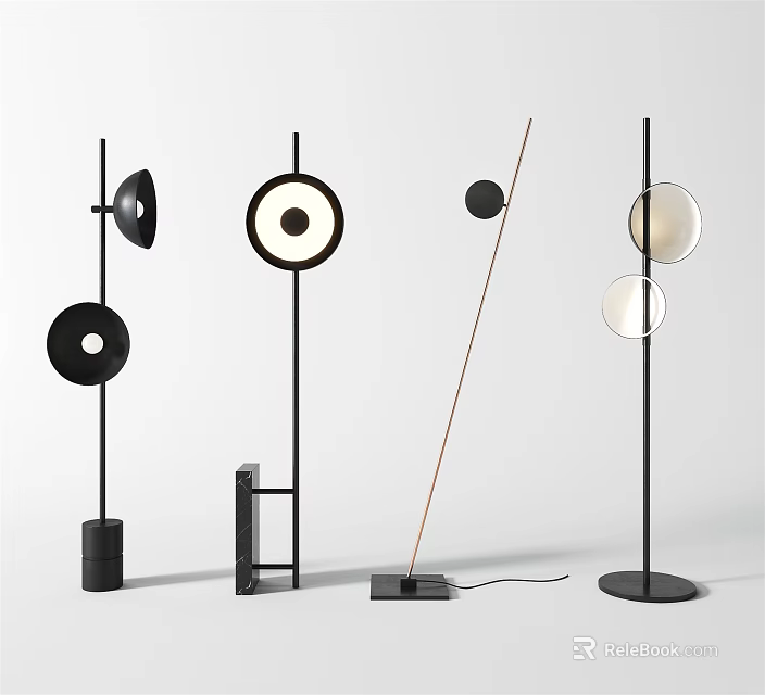 Modern Floor Lamps Showcasing Multiple Contemporary Styles And Unique Design Features 3d model