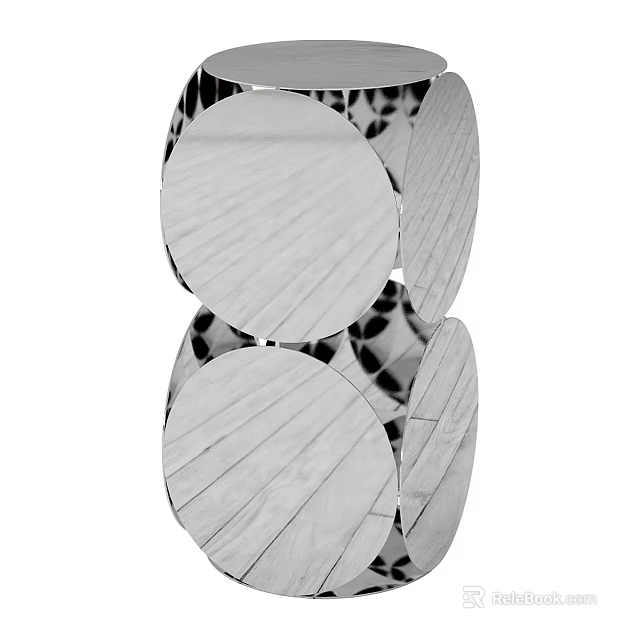 Modern Geometric Coffee Table With Stacked Circular Wooden Layers And Minimalist Design 3d model 