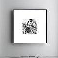 Framed Black And White Plant Art Featuring Wheat Ears On White Background 3d model