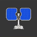 Detailed Satellite Model With Blue Solar Panels White Body And Structure