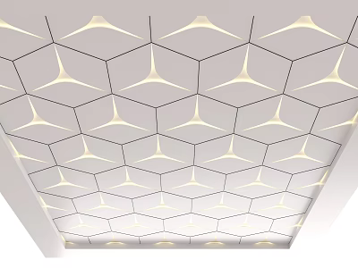 Modern Ceiling Design With Hexagonal Geometric Patterns And Illuminated Details 3d model