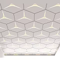 Modern Ceiling Design With Hexagonal Geometric Patterns And Illuminated Details