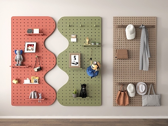 Hole Board Simple Storage Rack Clothes Hook Wall Decorations 3d model