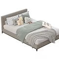 Cozy Kids Bed With Gray Headboard Green Quilt Gray Blanket And Stuffed Toys