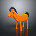 Orange Plush Pony Toy for Kids with Black Mane and Blue Eyes