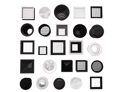 Modern Air Conditioner Vents With Various Shapes Grid Patterns And Colors 3d model