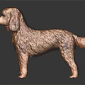 Brown Poodle Sculpture in Standing Pose with Shiny Appearance on Black Surface 3d model