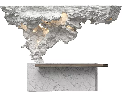 Elegant Marble Reception Desk With Artistic Sculptural Structure And Warm Lighting 3d model