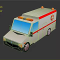 Ambulance Vehicle With Red Cross Symbol White Body And Roof Emergency Lights