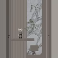 Beige Striped Entryway Hallway With Marble Accent Wall Small Shelf And Decorative Lighting