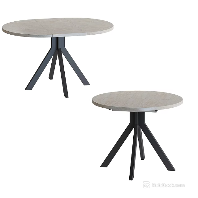 Modern Round Tables With Light Colored Tabletop And Black Tripod Legs 3d model